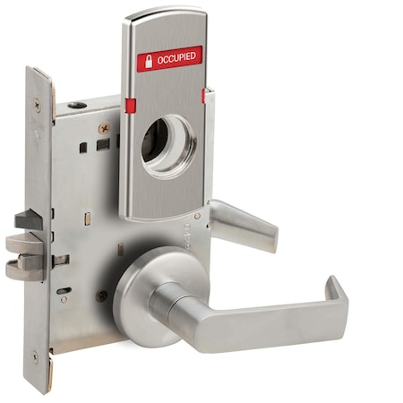 Schlage Grade 1 Entrance Office Mortise Lock, Less Cylinder, 06 Lever, B Rose, Indicator with Text, Exterior L9050L 06B 626 L283-722
